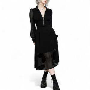 Disturbia Nancy Sheer Black Long Sleeve Dress